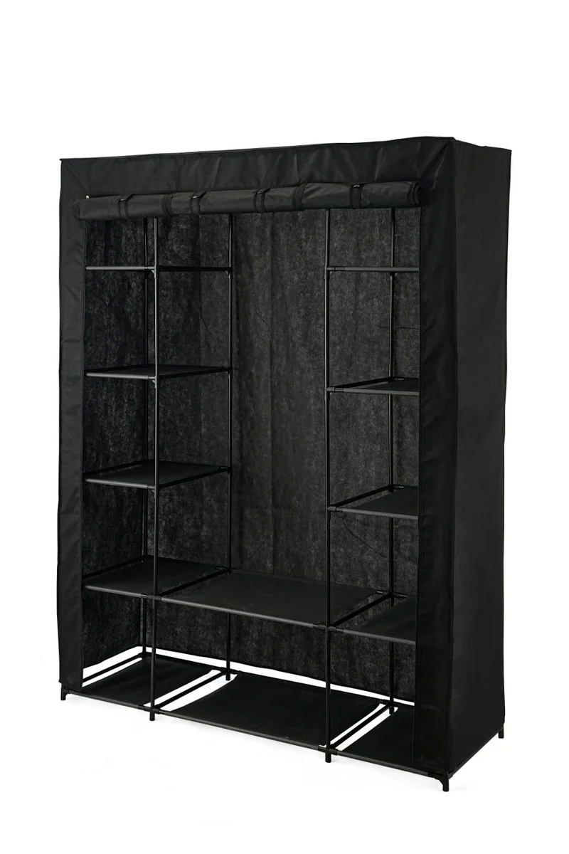 Closet Organizador Belo, Negro, En tela con variedad de entrepaños laterales
