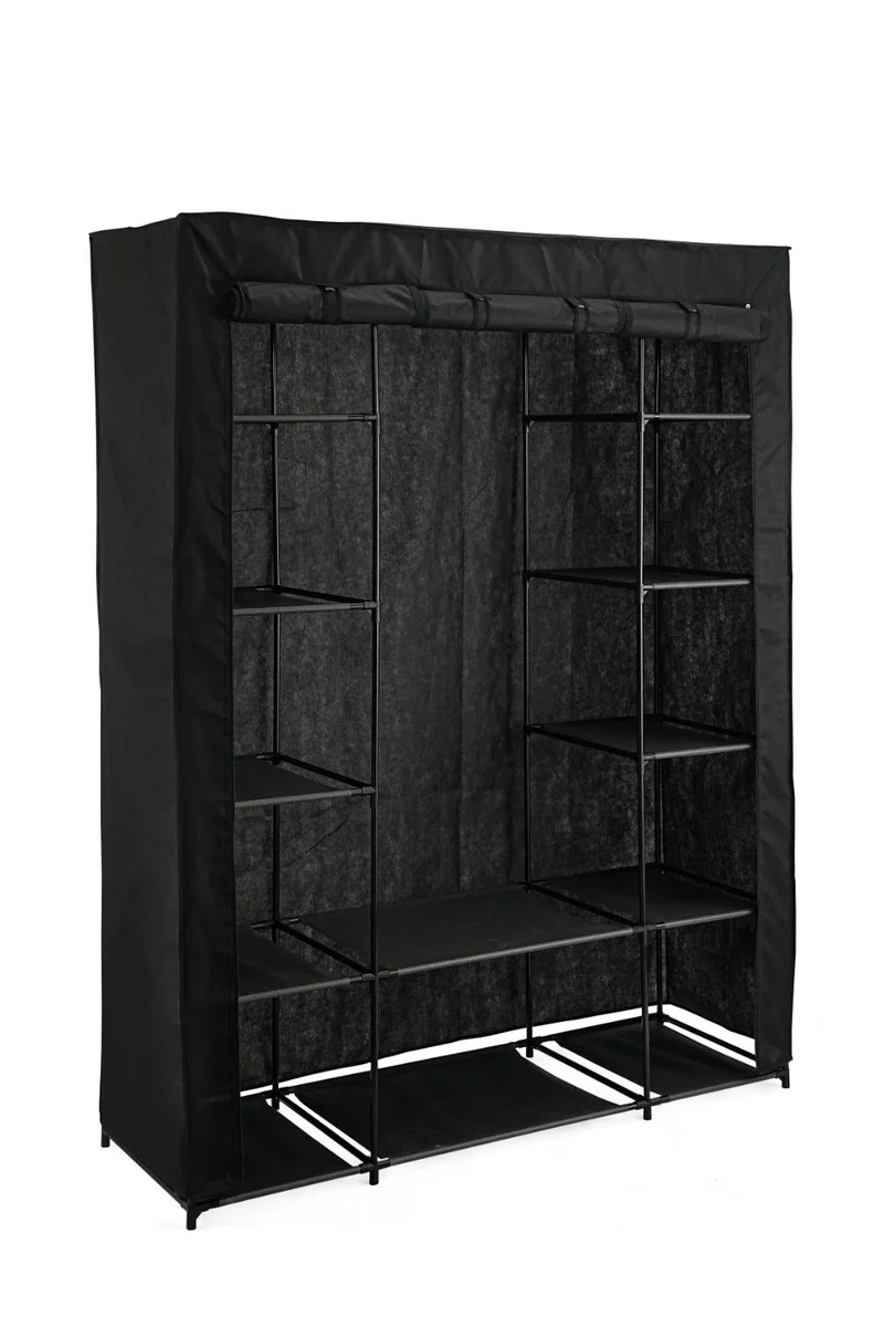 Closet Organizador Belo, Negro, En tela con variedad de entrepaños laterales