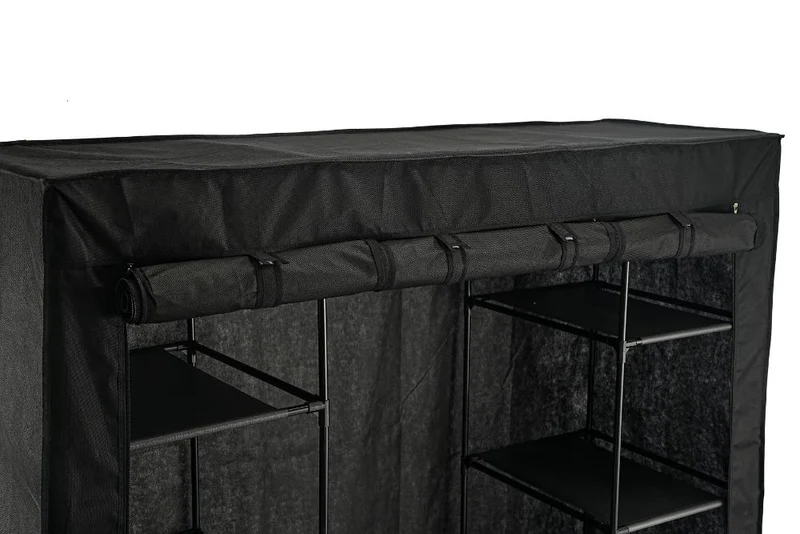 Closet Organizador Belo, Negro, En tela con variedad de entrepaños laterales