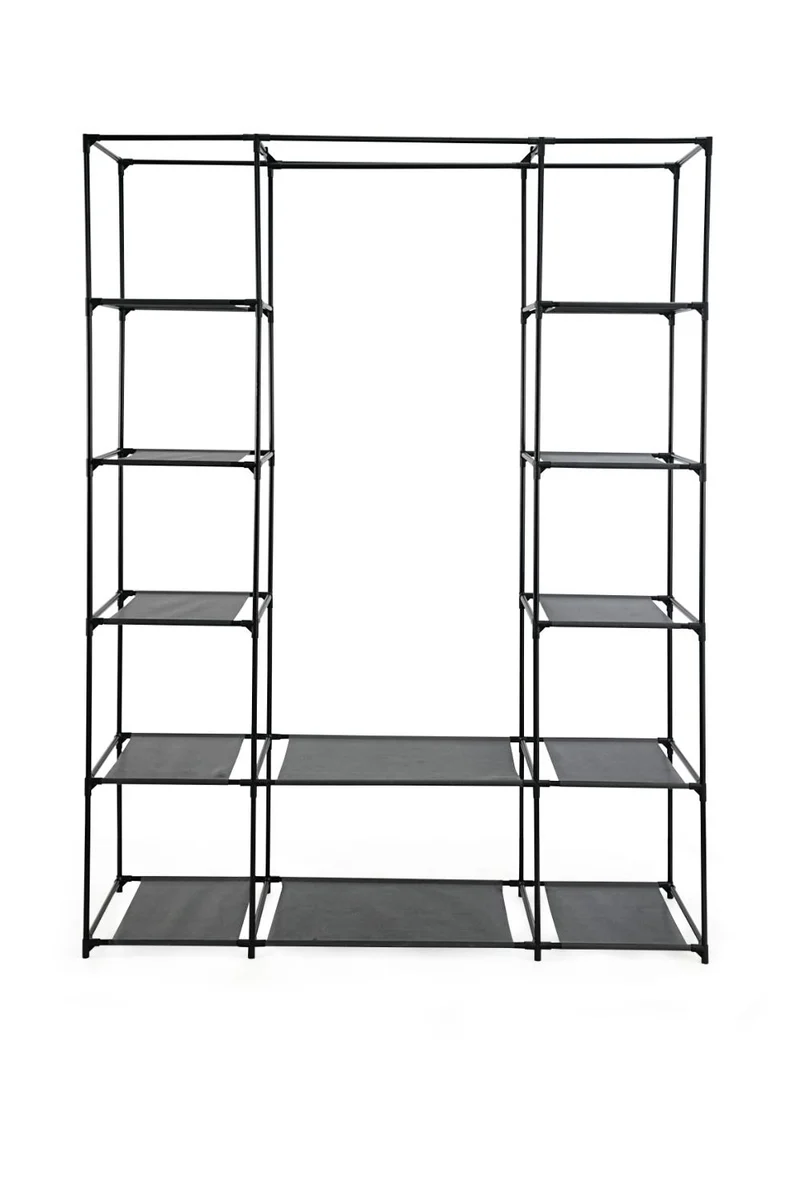 Closet Organizador Belo, Negro, En tela con variedad de entrepaños laterales