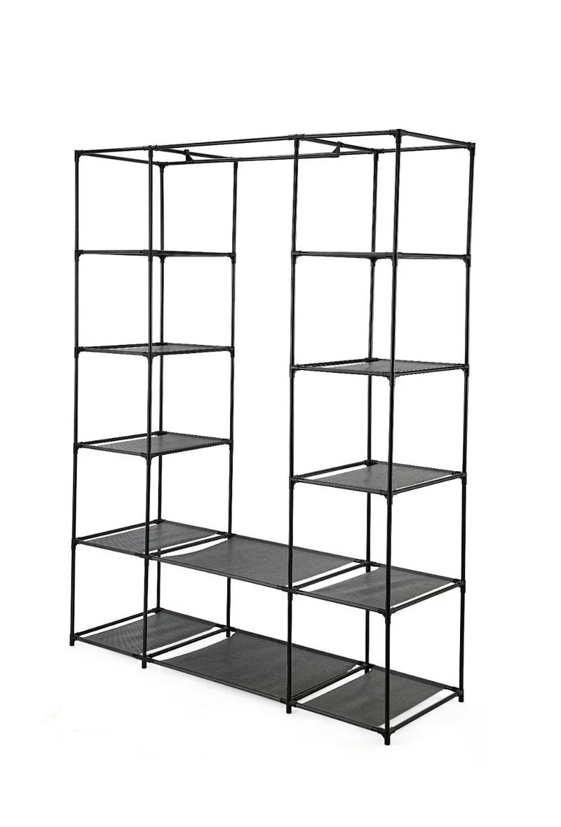 Closet Organizador Belo, Negro, En tela con variedad de entrepaños laterales