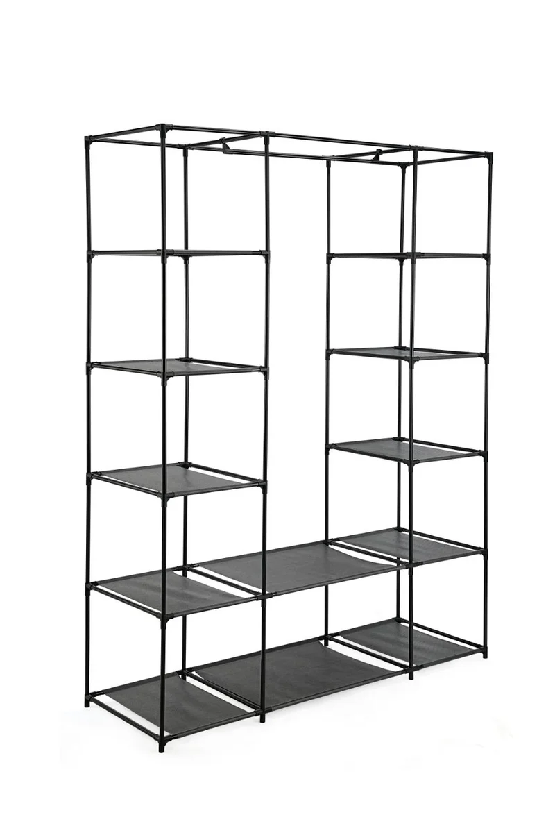 Closet Organizador Belo, Negro, En tela con variedad de entrepaños laterales