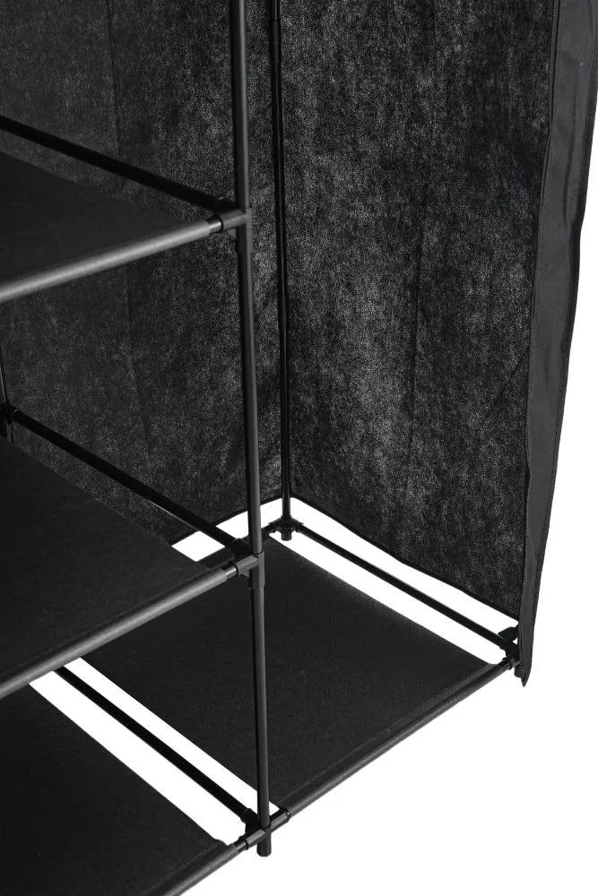 Closet Organizador Erba, Negro, En tela con variedad de entrepaños centrales