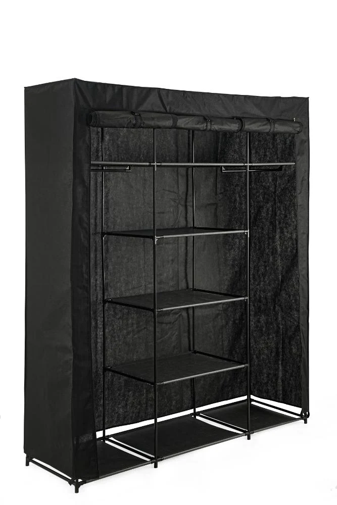 Closet Organizador Erba, Negro, En tela con variedad de entrepaños centrales