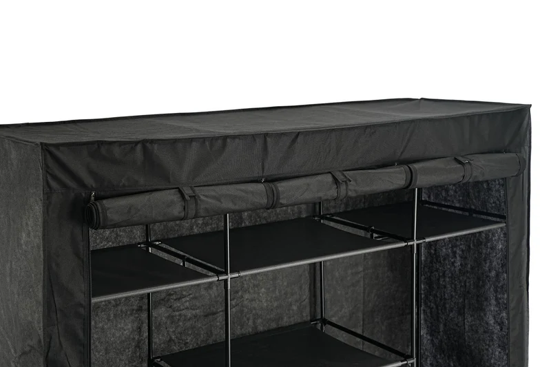 Closet Organizador Erba, Negro, En tela con variedad de entrepaños centrales