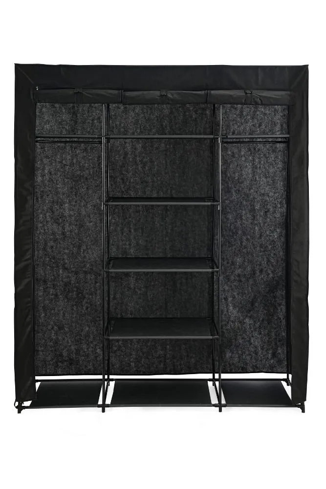 Closet Organizador Erba, Negro, En tela con variedad de entrepaños centrales