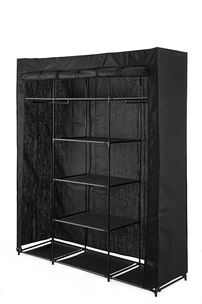 Closet Organizador Erba, Negro, En tela con variedad de entrepaños centrales