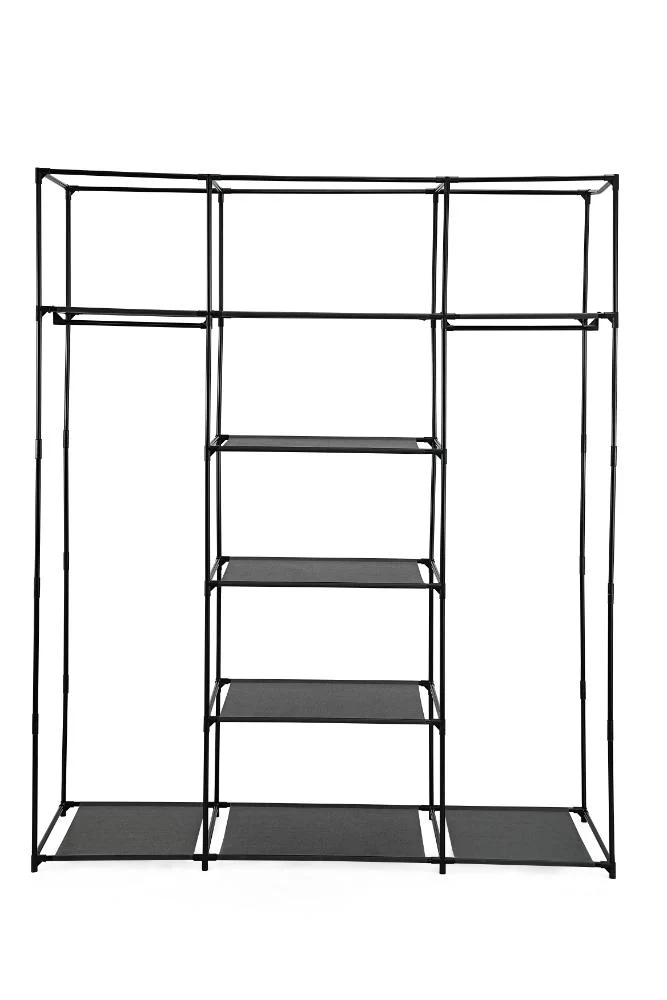 Closet Organizador Erba, Negro, En tela con variedad de entrepaños centrales