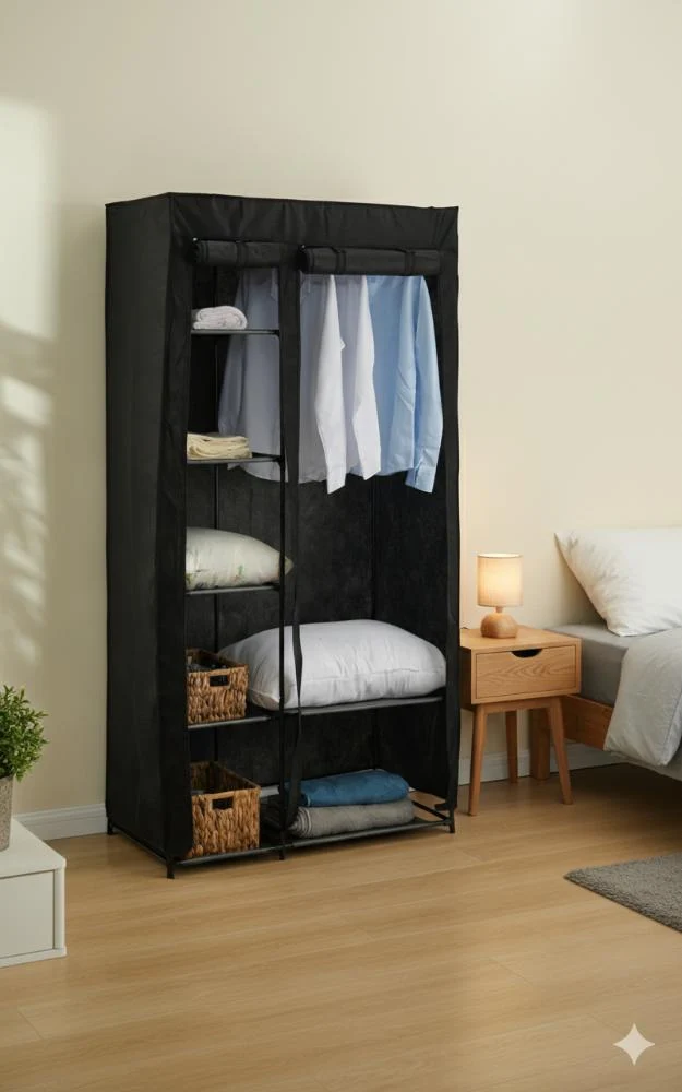 Closet Organizador Dono, Negro, con variedad de entrepaños en tela