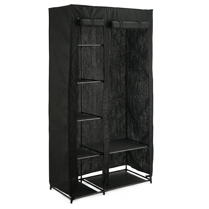 Closet Organizador Dono, Negro, con variedad de entrepaños en tela