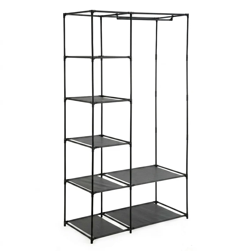 Closet Organizador Dono, Negro, con variedad de entrepaños en tela