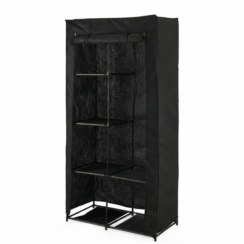 Closet Organizador Ena, Negro, En tela con variedad de entrepaños