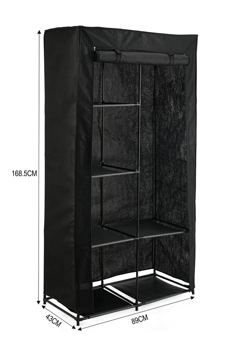 Closet Organizador Ena, Negro, En tela con variedad de entrepaños