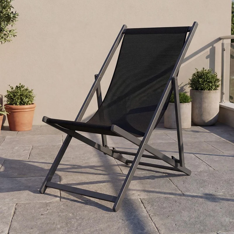 Silla Plegable Reclinable Kenya, Negro, con Tres Posiciones