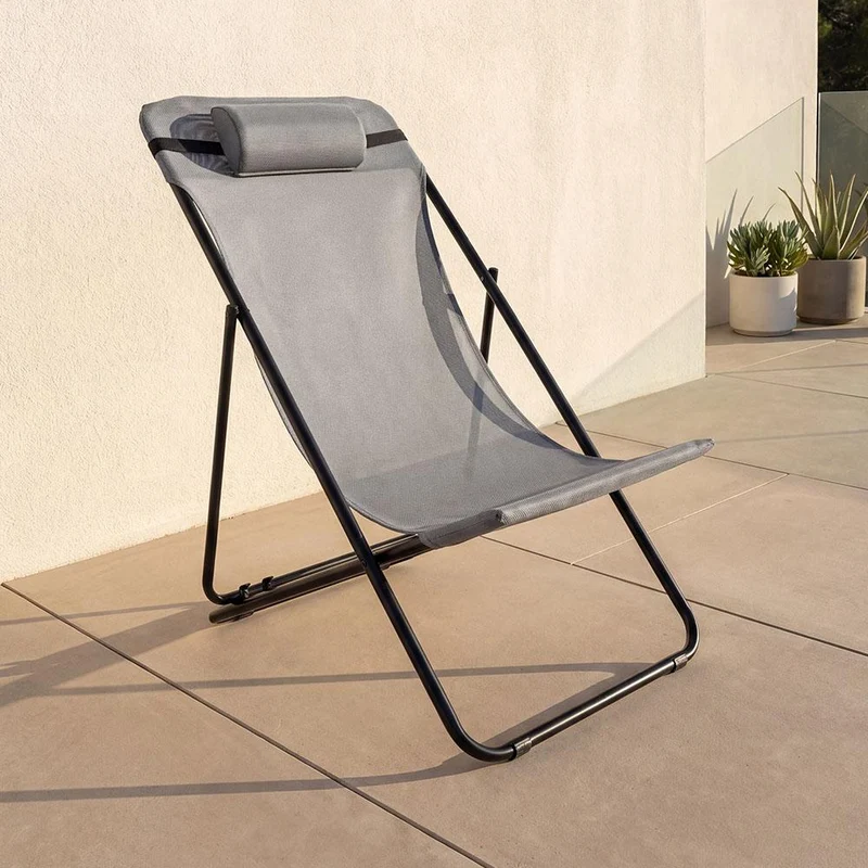 Silla Plegable Reclinable Zambia, Gris Oscuro, con Tres Posiciones