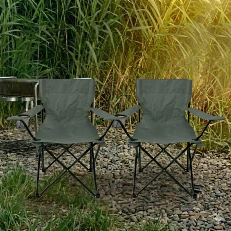 Silla Plegable Camping Tanzania, Gris Oscuro, Incluye Bolsa de Transporte