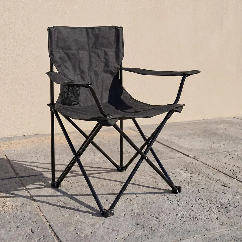 Silla Plegable Camping Tanzania, Negro, Incluye Bolsa de Transporte