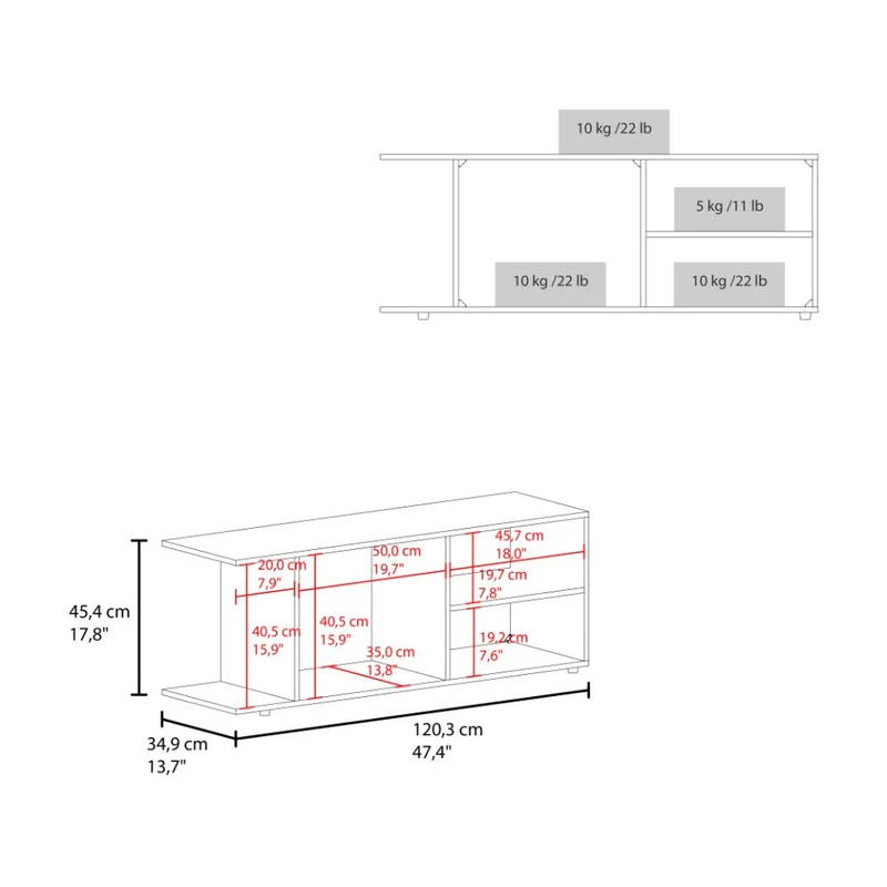 Mesa para TV Wood, Blanco Duqueza, para Televisor hasta 50 Pulgadas