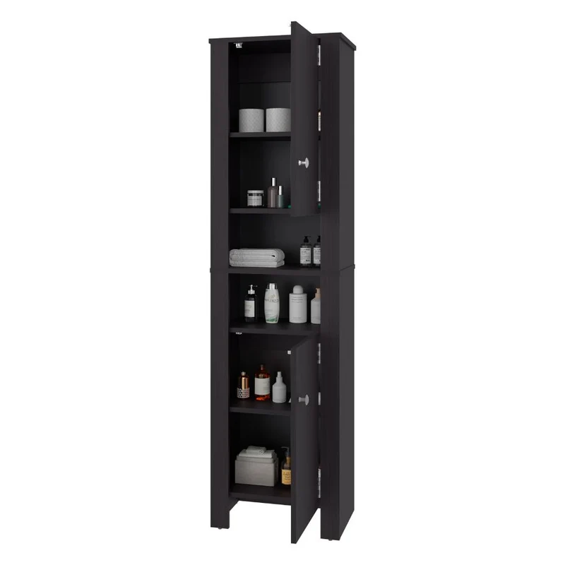 Mueble Auxiliar para Baño Vanes, Wengue, con espacio para objetos decorativos ZF