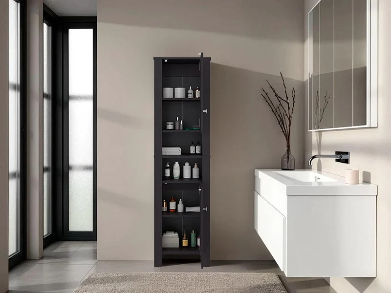 Mueble Auxiliar para Baño Vanes, Wengue, con espacio para objetos decorativos ZF