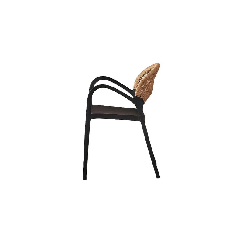 Silla Daytona, Negro y Café Claro, con Espaldar, Reposa Brazos y Diseño Minimalista