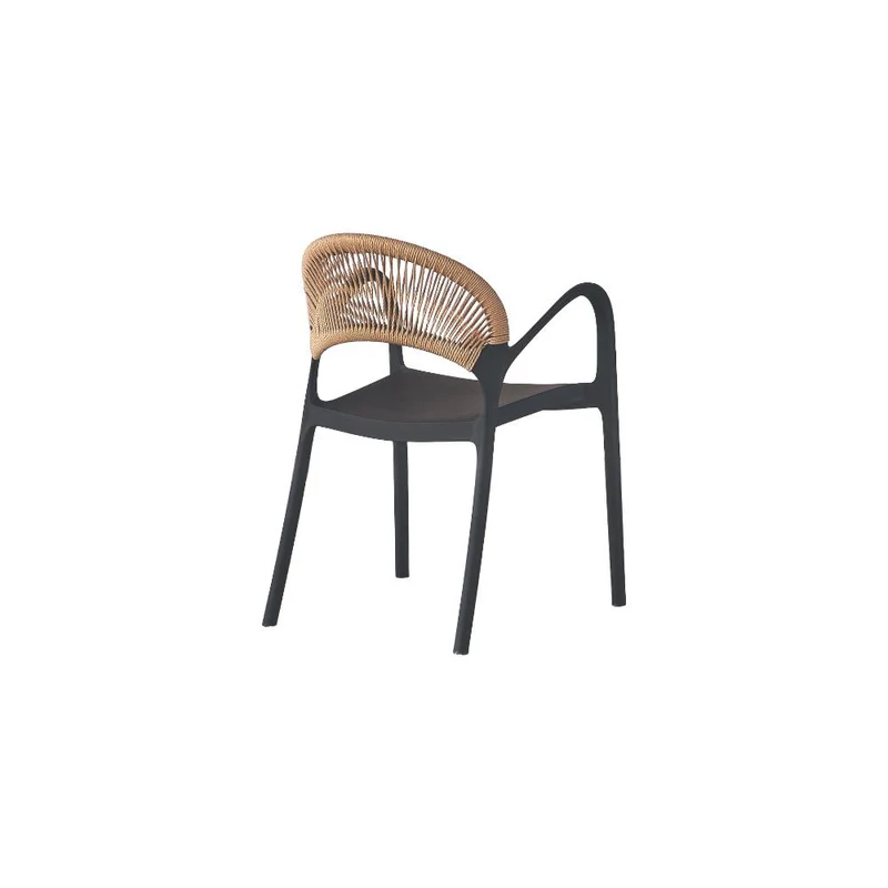 Silla Daytona, Negro y Café Claro, con Espaldar, Reposa Brazos y Diseño Minimalista