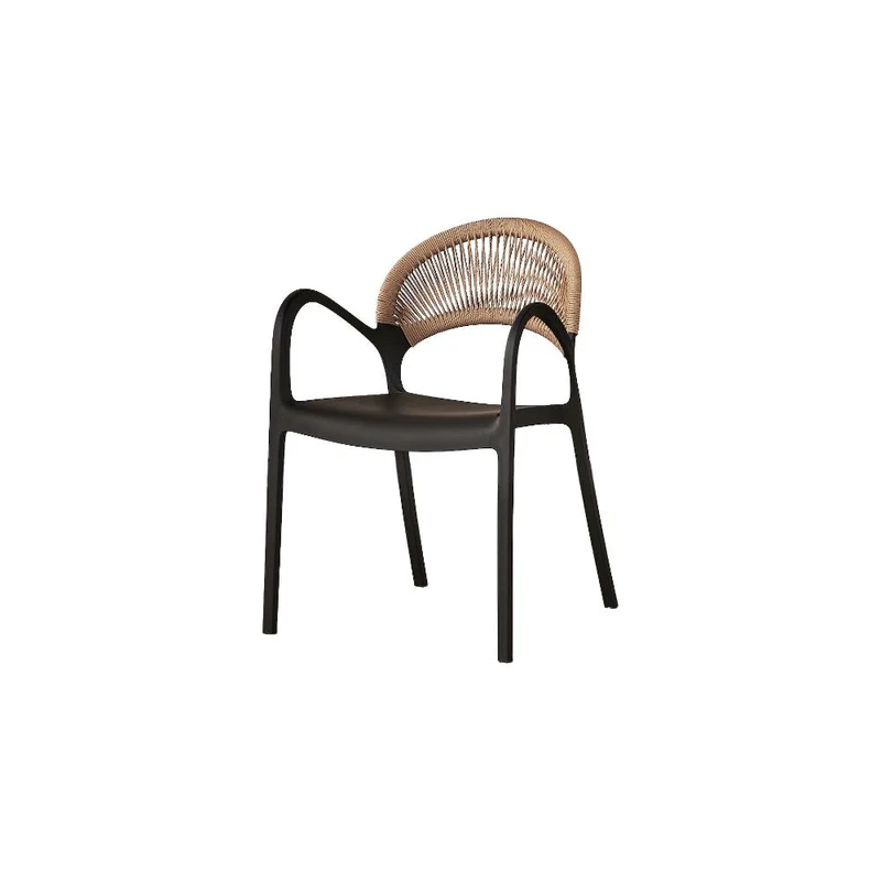 Silla Daytona, Negro y Café Claro, con Espaldar, Reposa Brazos y Diseño Minimalista