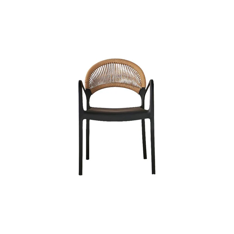 Silla Daytona, Negro y Café Claro, con Espaldar, Reposa Brazos y Diseño Minimalista