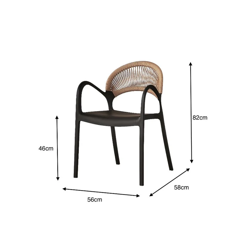 Silla Daytona, Negro y Café Claro, con Espaldar, Reposa Brazos y Diseño Minimalista