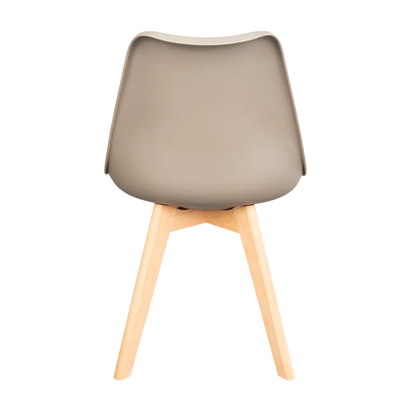 Silla Fyn, Taupe, Diseño Minimalista con Espaldar, Cojín y Patas de Madera