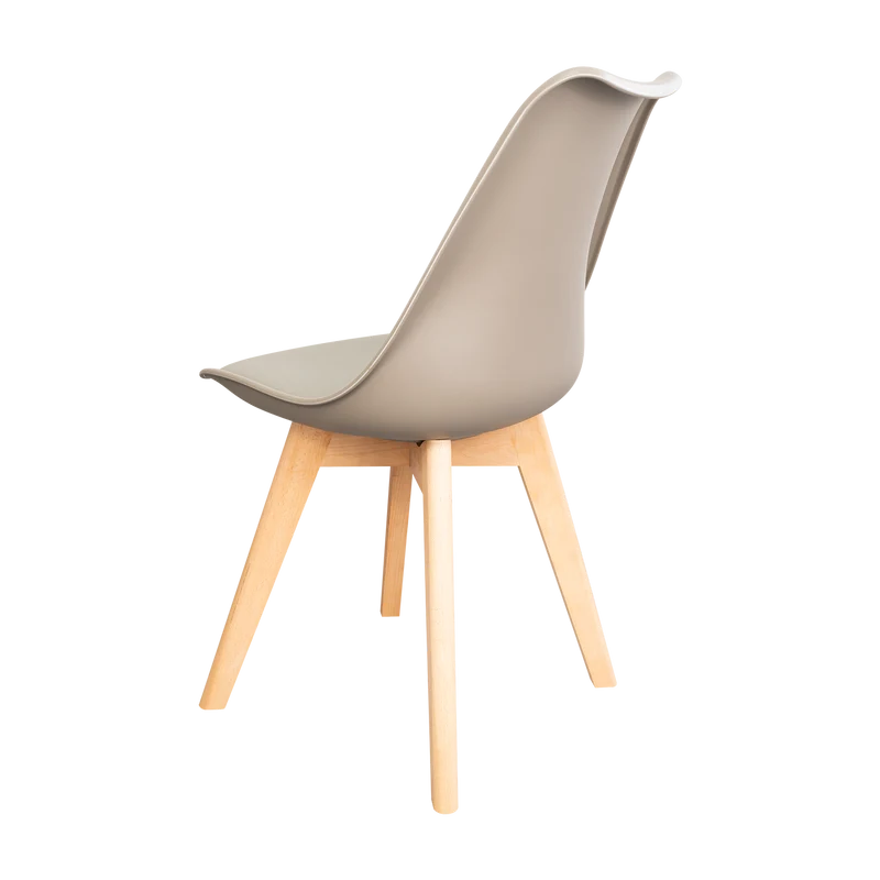 Silla Fyn, Taupe, Diseño Minimalista con Espaldar, Cojín y Patas de Madera