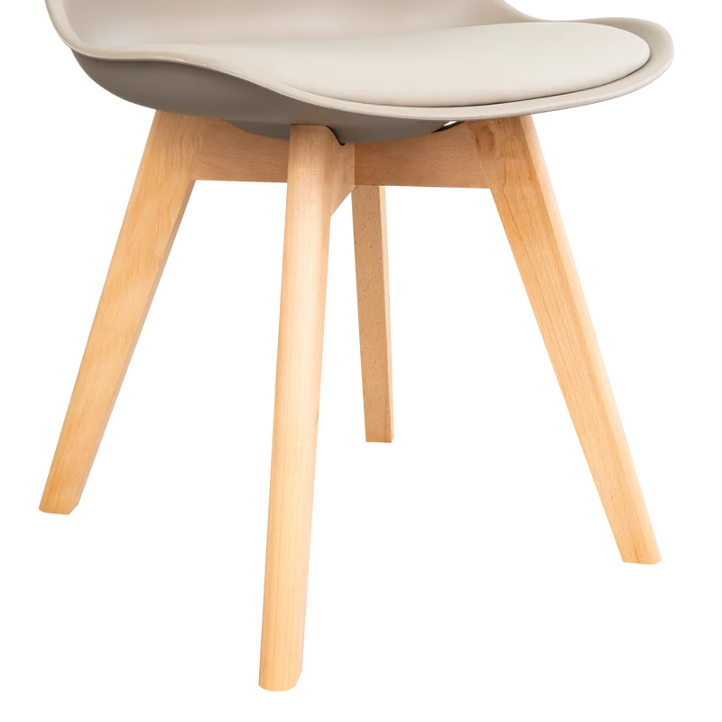 Silla Fyn, Taupe, Diseño Minimalista con Espaldar, Cojín y Patas de Madera