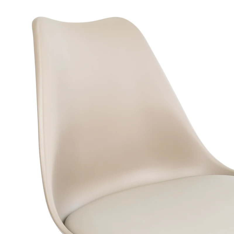 Silla Fyn, Taupe, Diseño Minimalista con Espaldar, Cojín y Patas de Madera
