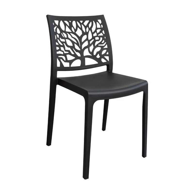 Silla Harlem, Negro, con Espaldar en Forma de Árbol y Diseño Minimalista