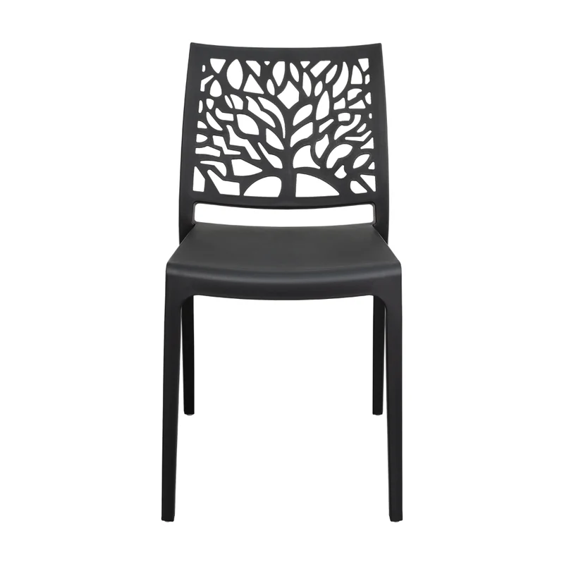 Silla Harlem, Negro, con Espaldar en Forma de Árbol y Diseño Minimalista