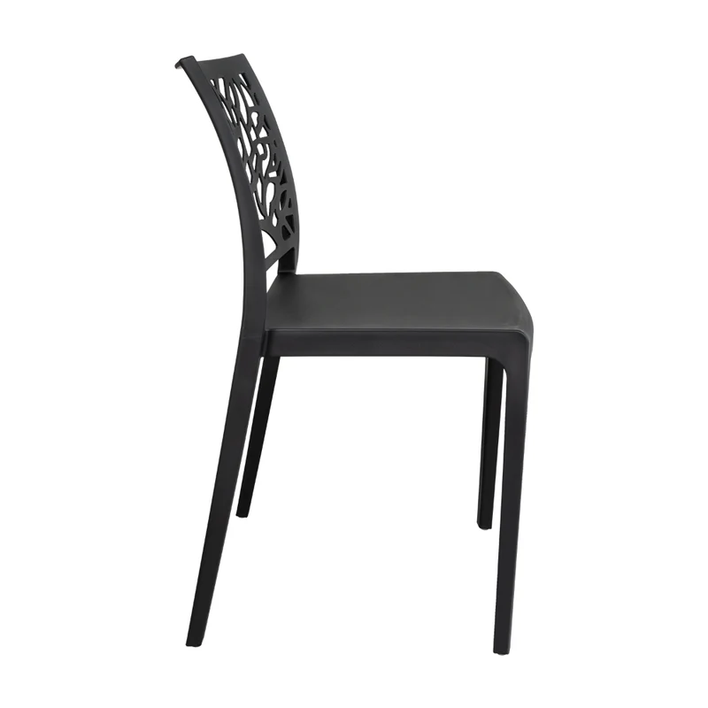 Silla Harlem, Negro, con Espaldar en Forma de Árbol y Diseño Minimalista
