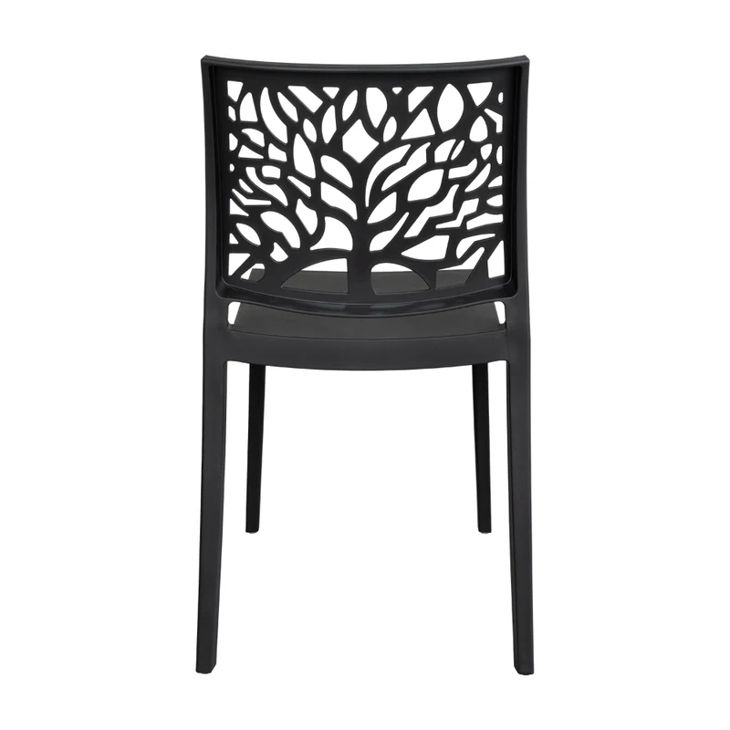 Silla Harlem, Negro, con Espaldar en Forma de Árbol y Diseño Minimalista