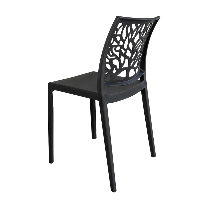 Silla Harlem, Negro, con Espaldar en Forma de Árbol y Diseño Minimalista