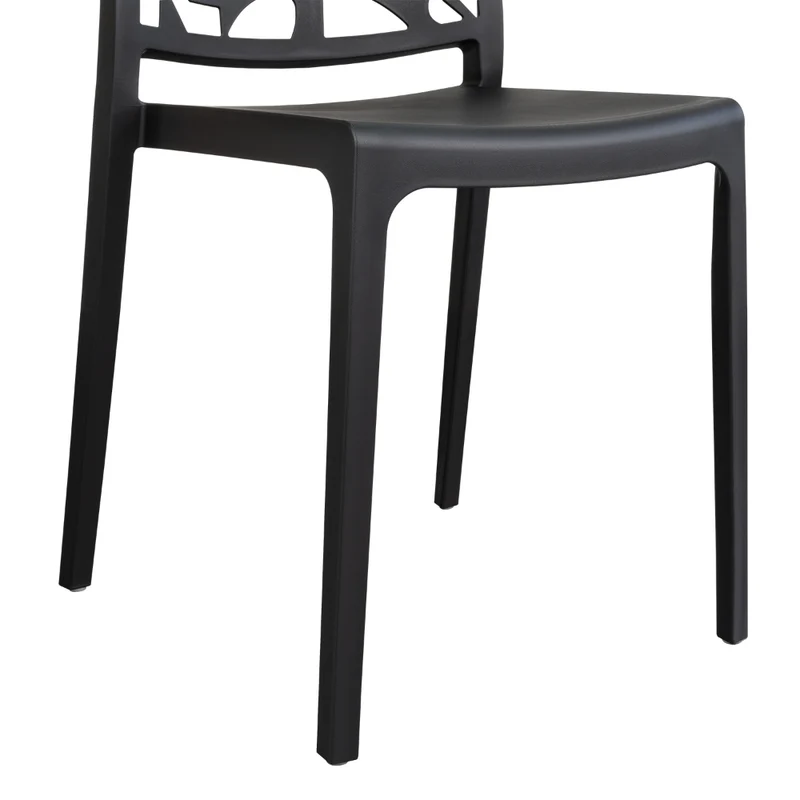 Silla Harlem, Negro, con Espaldar en Forma de Árbol y Diseño Minimalista