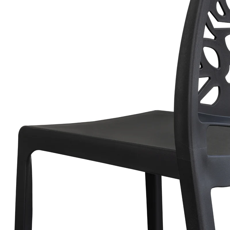 Silla Harlem, Negro, con Espaldar en Forma de Árbol y Diseño Minimalista