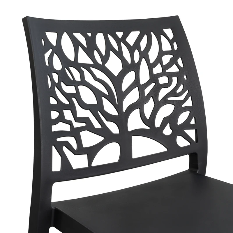 Silla Harlem, Negro, con Espaldar en Forma de Árbol y Diseño Minimalista