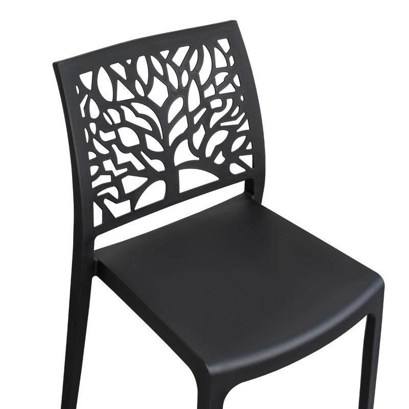 Silla Harlem, Negro, con Espaldar en Forma de Árbol y Diseño Minimalista