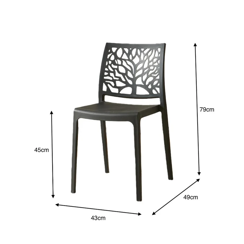 Silla Harlem, Negro, con Espaldar en Forma de Árbol y Diseño Minimalista