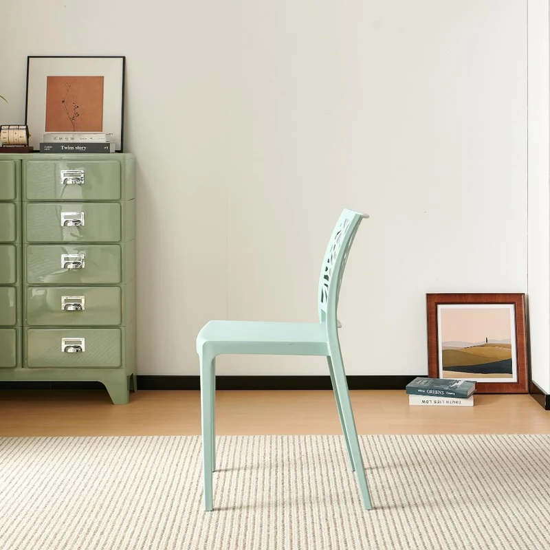 Silla Harlem, Azul Claro, con Espaldar en Forma de Árbol y Diseño Minimalista