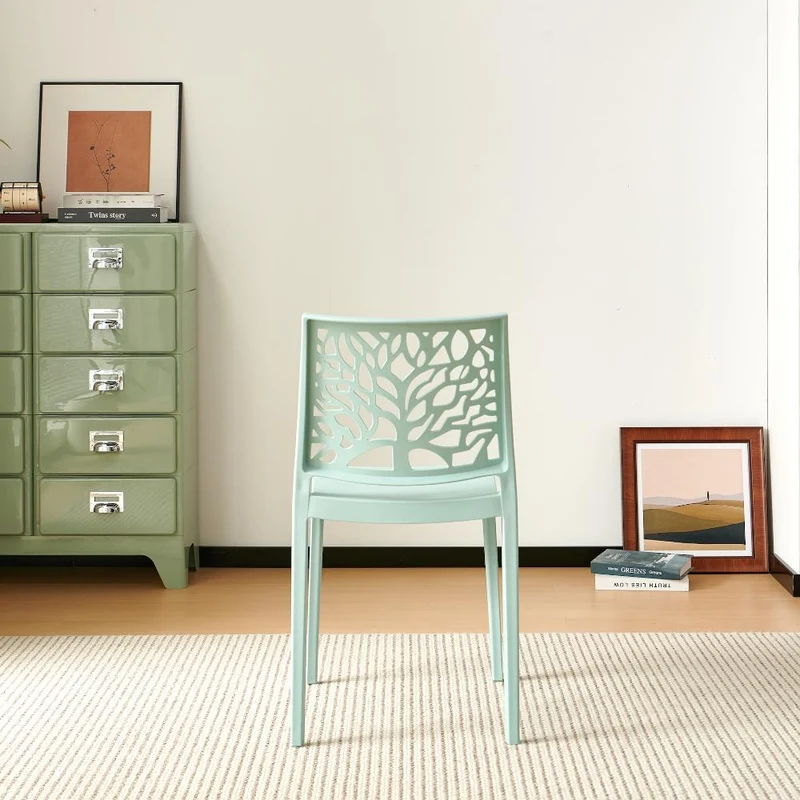 Silla Harlem, Azul Claro, con Espaldar en Forma de Árbol y Diseño Minimalista