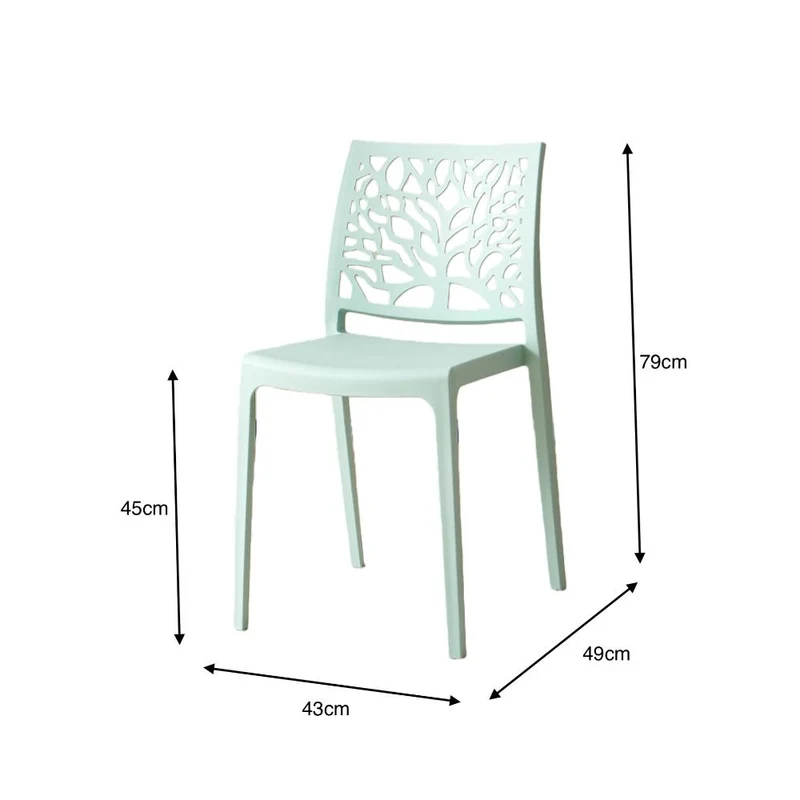 Silla Harlem, Azul Claro, con Espaldar en Forma de Árbol y Diseño Minimalista