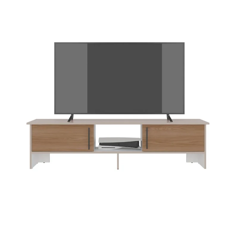 Mesa para TV Dago, Capri/Blanco y Fresno Europeo, para Televisor de hasta 65 Pulgadas