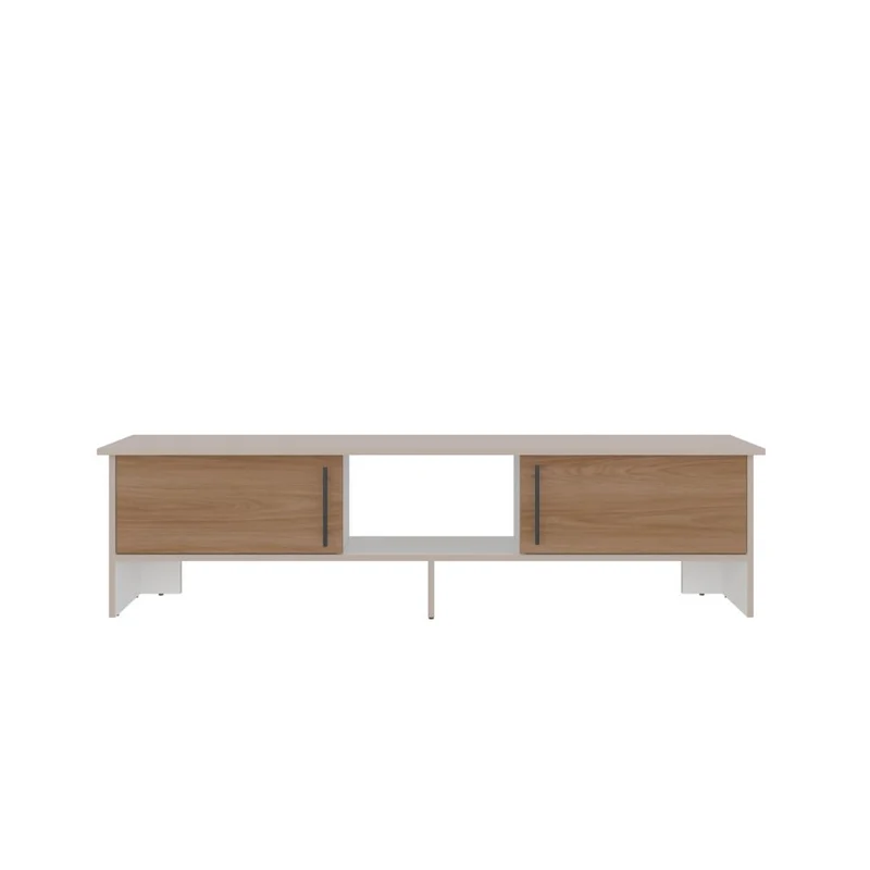 Mesa para TV Dago, Capri/Blanco y Fresno Europeo, para Televisor de hasta 65 Pulgadas