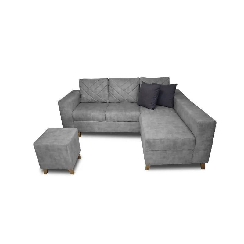 Sala Ámsterdam + Silla + Puff en Tela Amigable con Mascotas 205X72X155 cm Gris