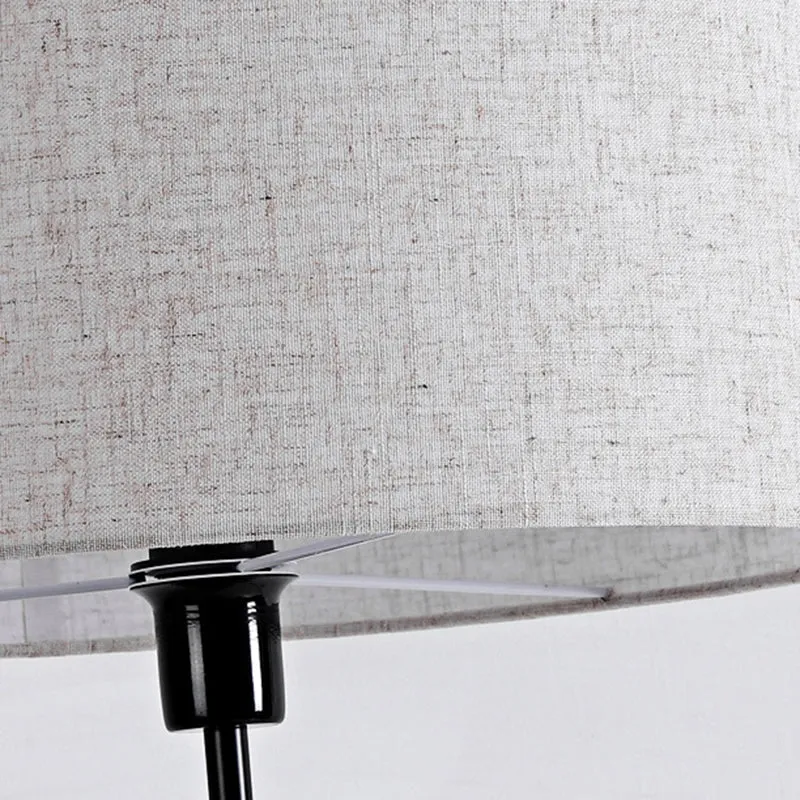 Traditional Japanese Round Cylindrical Yellow Travertine Fabric 1-Light Standing Floor Lamp For Living Room